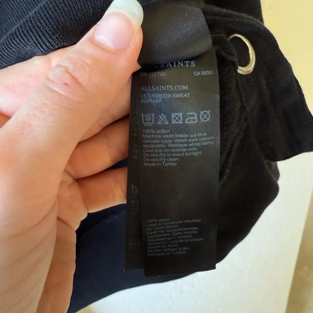 ALLSAINTS Leti Freida Side-Snap Sweatshirt Size M - Picture 7 of 9